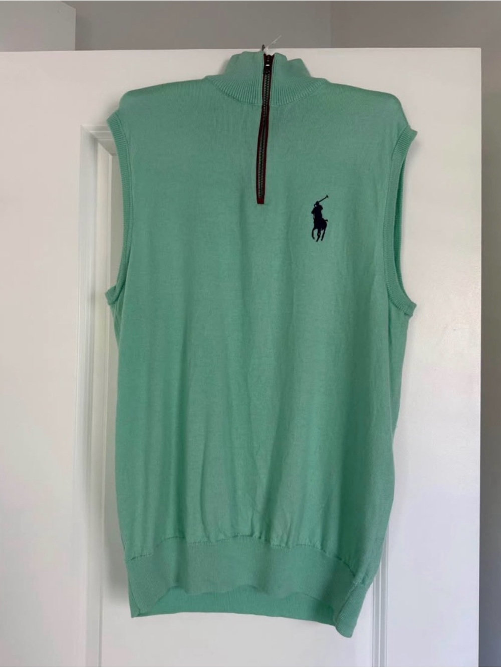 ralph lauren golf light green big pony sweater vest, size small (looser fitting)